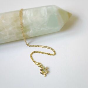 Elegant Gold Necklace with Multicolor Pendant